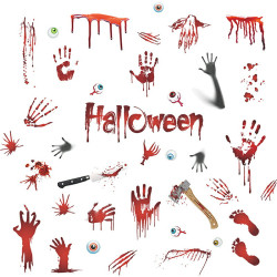 ウォールステッカー ハロウィン 飾り 血の手形 血の足形 血痕 傷跡 ハロウインパーティー お化け屋敷 学園祭 ホラー系パーティー 窓 テーマパーティー 装飾品 窓 DIY  送料無料