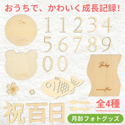 月齢フォト 天然木製 月齢カード ベビーマンスリーカード 記念日フォト 成長記録 撮影用 赤ちゃん 出産祝い 飾り付け　月齢＆百日祝いセット