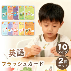 フラッシュカード 英語 10種【2個セット】英語カード モンテッソーリ 知育 玩具 専用ケース入り アルファベット 数字 動物 カラー 野菜 英単語 英語学習 幼児 子供 女の子 男の子 幼稚園